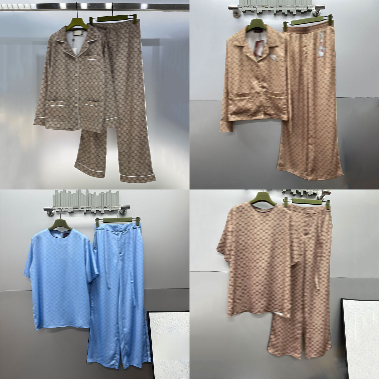 Designer Womens Tracksuits Luxury Pajamas Full Letter Vintage Long Sleeve Jacket Drawstring Elasticated Waist Trousers Two Piece Set Women