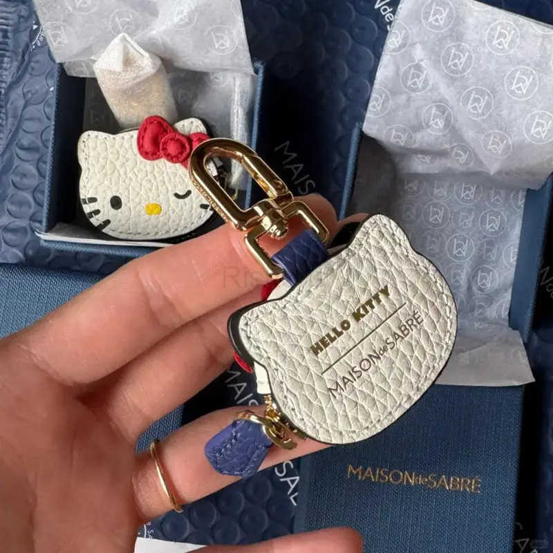Sanrio Cute High Beauty Hello Kitty Cartoon Personalized Creative Leather Bag Keychain Pendant Fashion Clothing Accessories Kids Gifts X250612