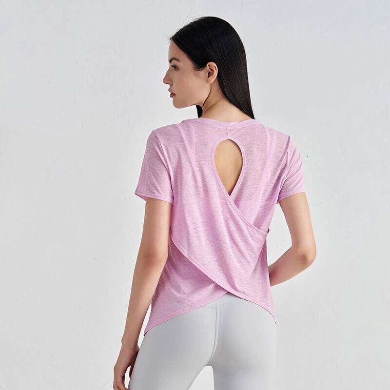 COZOK Gym Tops Women Yoga Shirts Short Sleeve Sports Fiess Hollow Back Breathable Women's T-Shirt Running Workout Clothes