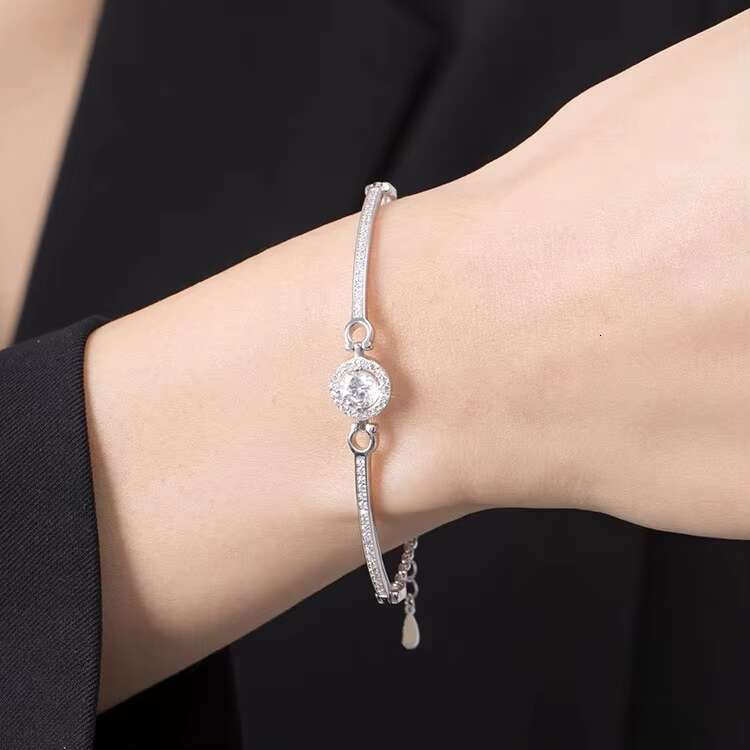 Hot Sale Moissanite Diamond Bracelets VVS 1CT 6.5mm Round Shape 925 Sterling Silver Chain for Women Wedding Fashion Jewelry