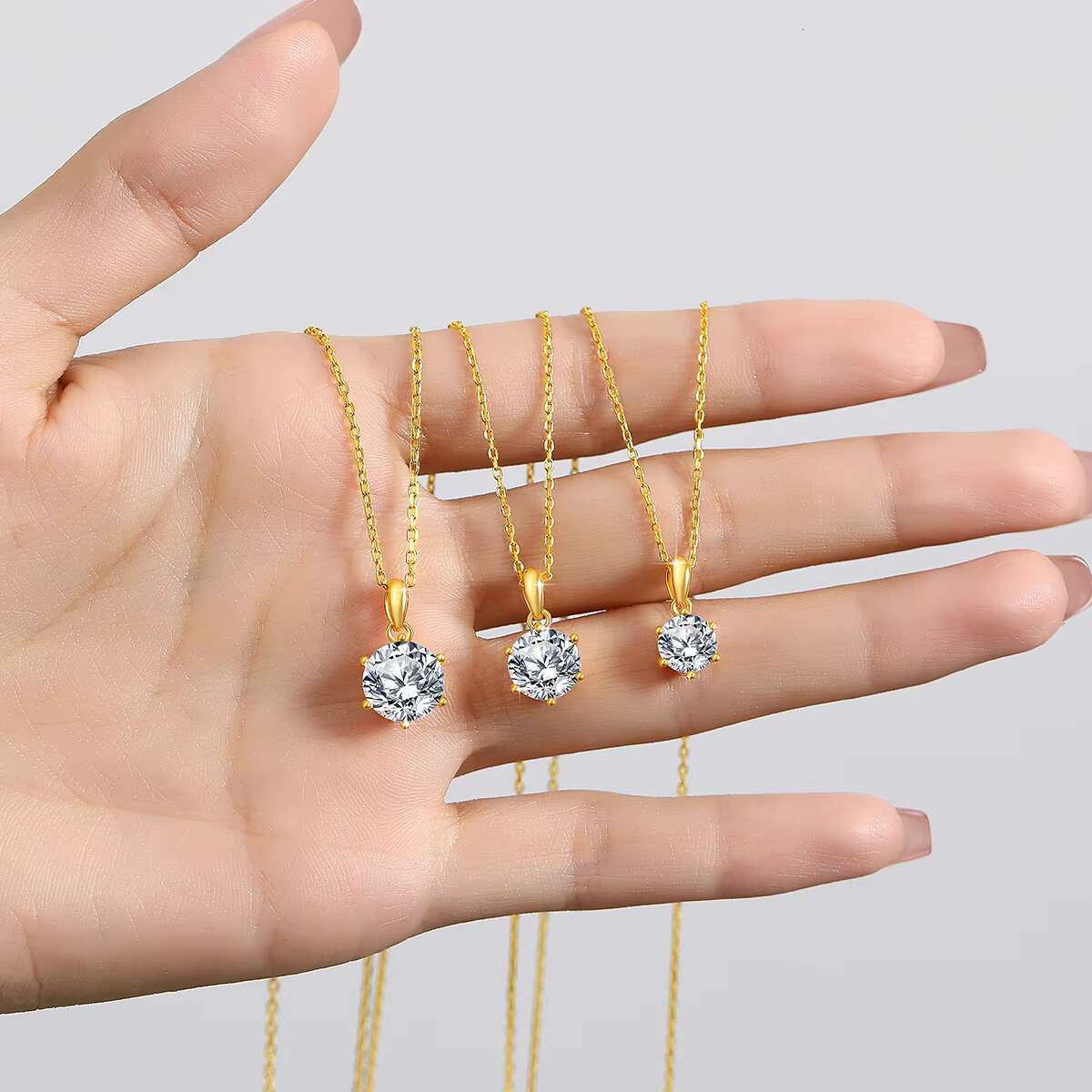Classic Fine Jewellery Woman Engagement Gifts Pendant 1ct 2ct 3ct Moissanite Diamond Hollow 14k Gold Necklace Pendant