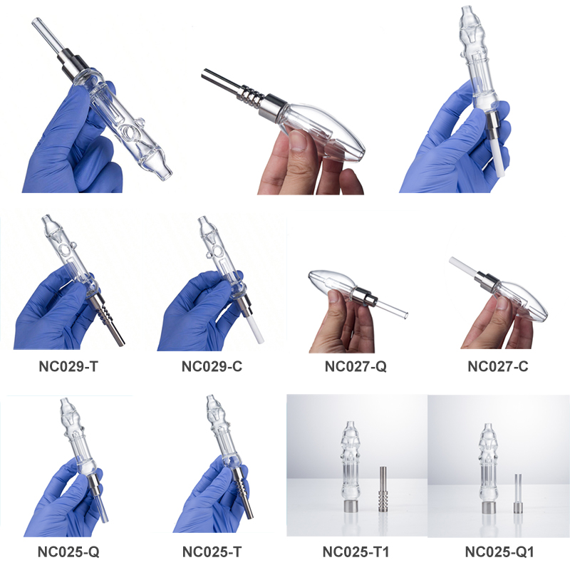 Glassvape666 ZHC013 Nectar Collector Dab Rig Glass Water Bong Ash Catcher Bubbler Air Hole Recycle Spill-Proof Smoking Pipe 510 Titanium Quartz Ceramic Nail
