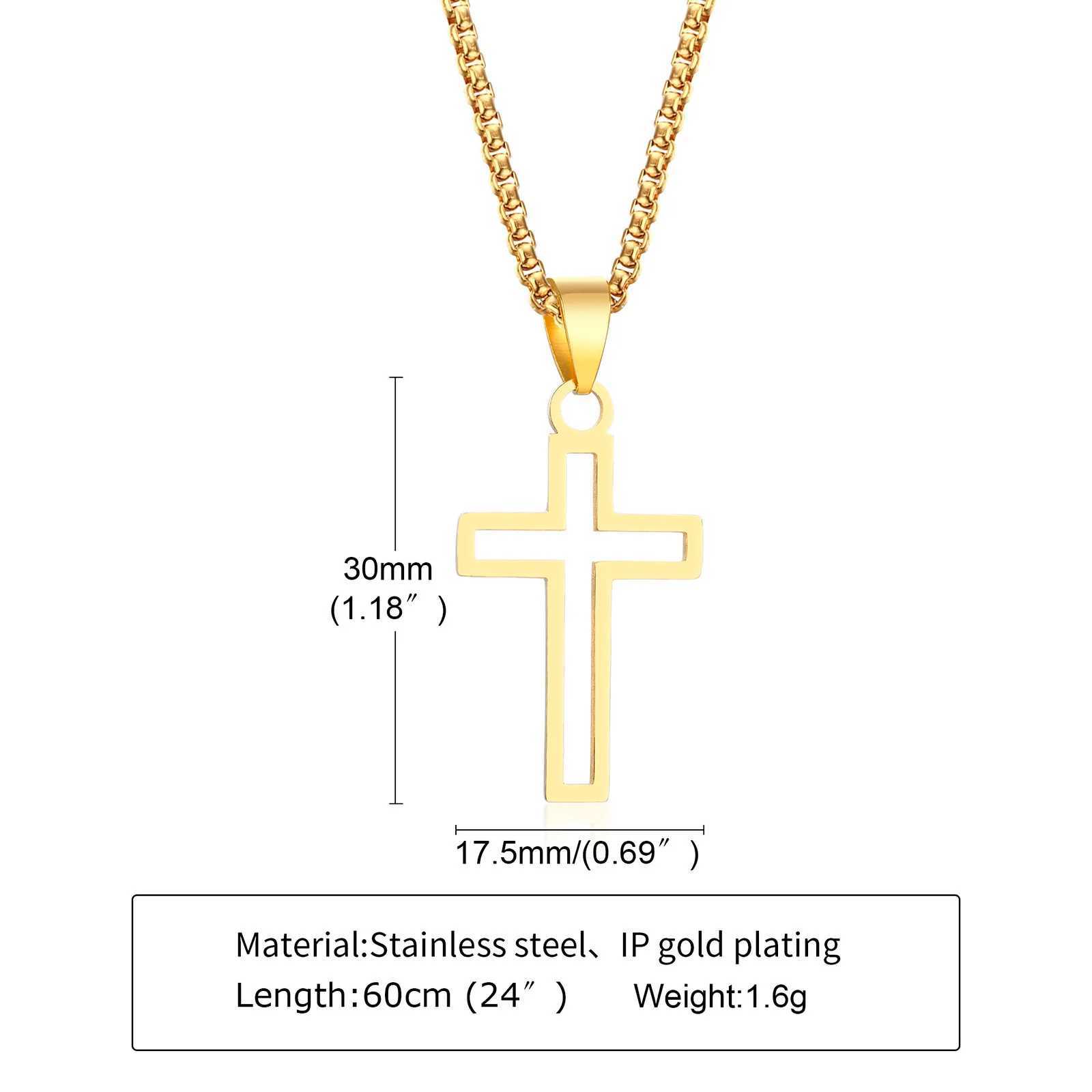 Casual Hollow Cross Necklaces for Men Boys Waterproof Stainless Steel Cross Pendant Necklace Religious Faith Prayer Jewelry Gift W250612