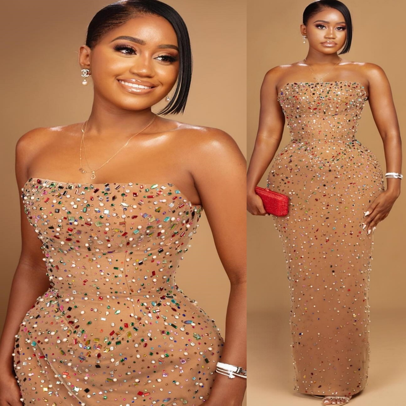 Champagne Sheath Prom Dresses 2025 Illusion Beaded Crystals Luxurious Evening Formal Party Second Birthday Engagement Gowns Plus Size Dress For Specia