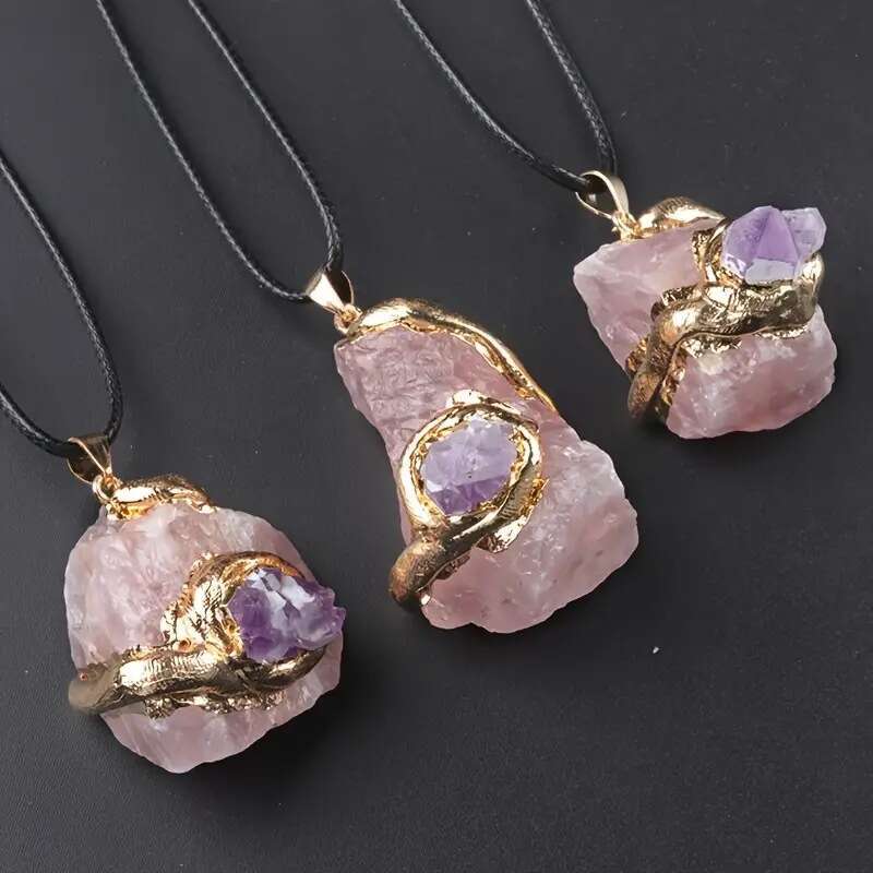 20~40mm Extra Large Gold-Plated Rough Pendant Multicolor Crystal Stone Irregular Necklace Jewelry Accessories