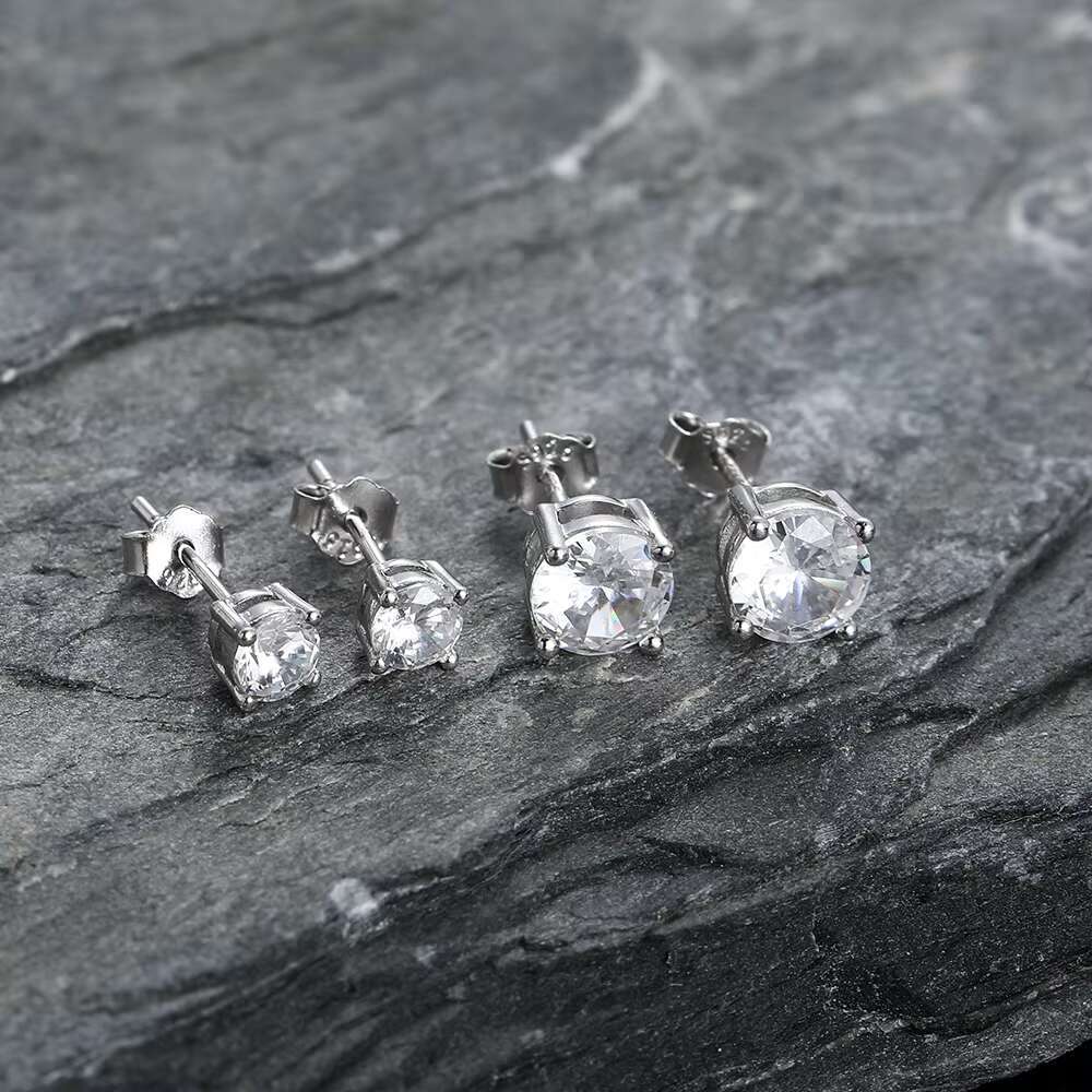 Chic Cubic Zirconia Accent Stones in a Polished Circular Frame: Durable Stainless Steel Ear Post Earrings