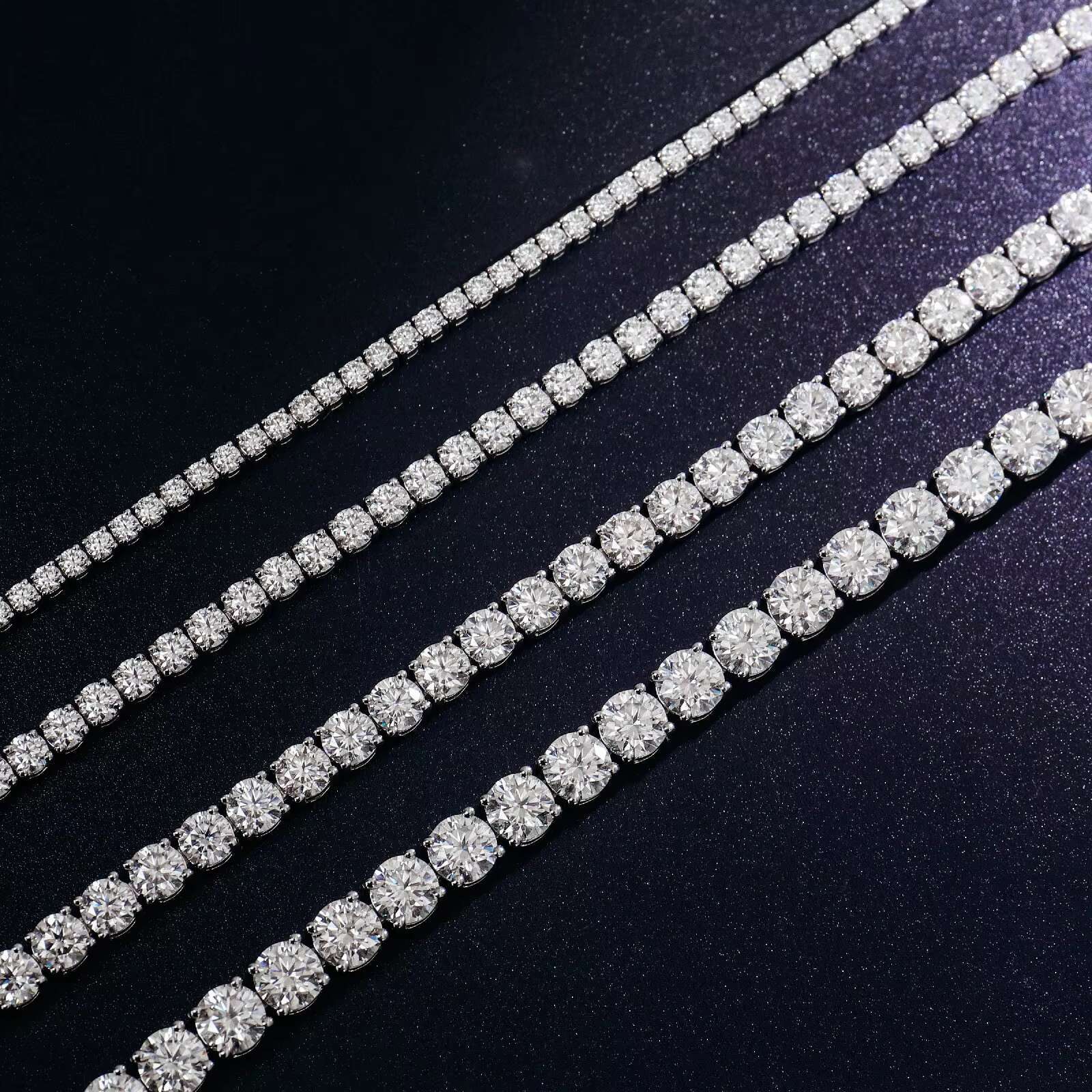 Ready to Ship Men Tennis Chains White Gold 3mm 4mm 5mm 6mm Tennis Chain Vvs Moissanite for Hip Hop Jewelry Necklace Chain S925