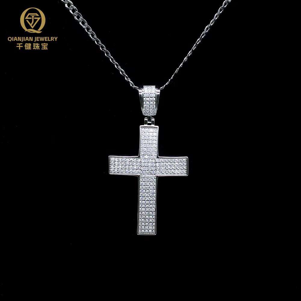 Fsat Delivery 925 Silver Iced Out Pendant Cross Moissanite Pendant Fashion Style Hip Hop Jewelry for Men/Women