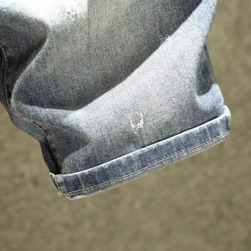 Summer Solid Color Straight Leg Stretch Sports Jeans Mens Casual Loose Comfortable Large Size High Quality Denim Shorts 250611Z