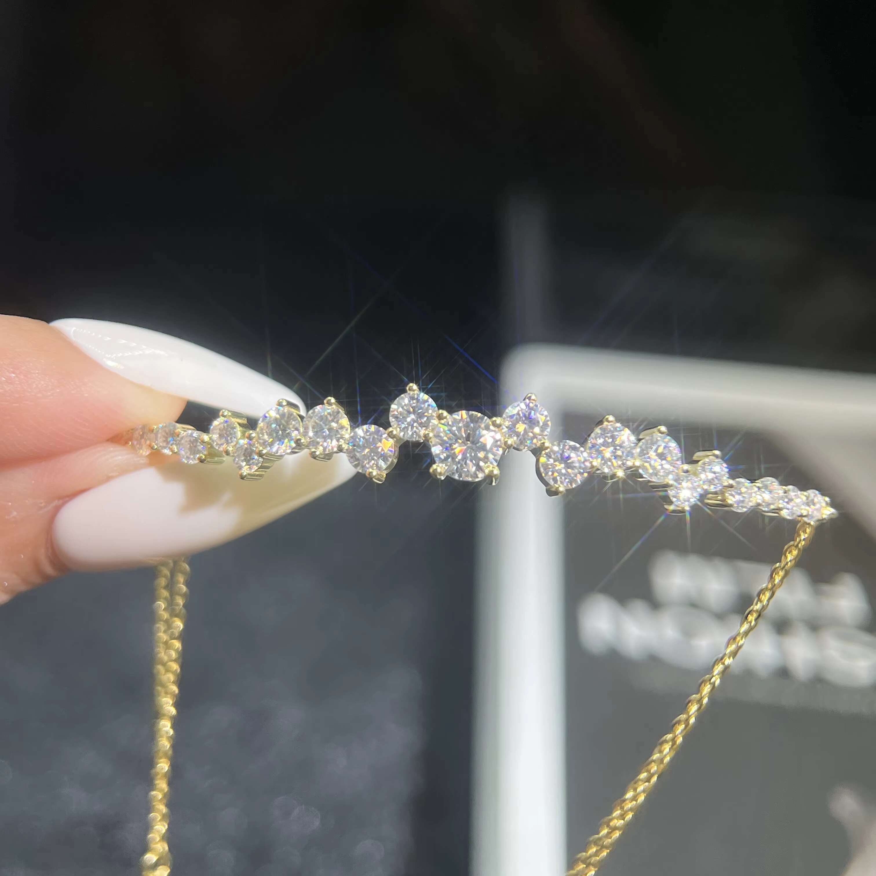 Luxury 14k 18k Glod Plated S925 Silver Moissanite Bracelet for Women VVS D Color Single 5mm Full Moissanite Bangle for Wedding