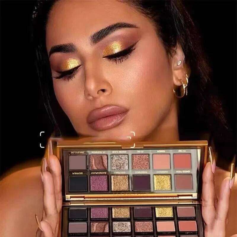 Golden 18 Color Eye Shadow Pearl Rose Gold black punk style Pearlescent Flow Glitter Matte Eyeshadow Palette Makeup free shipping
