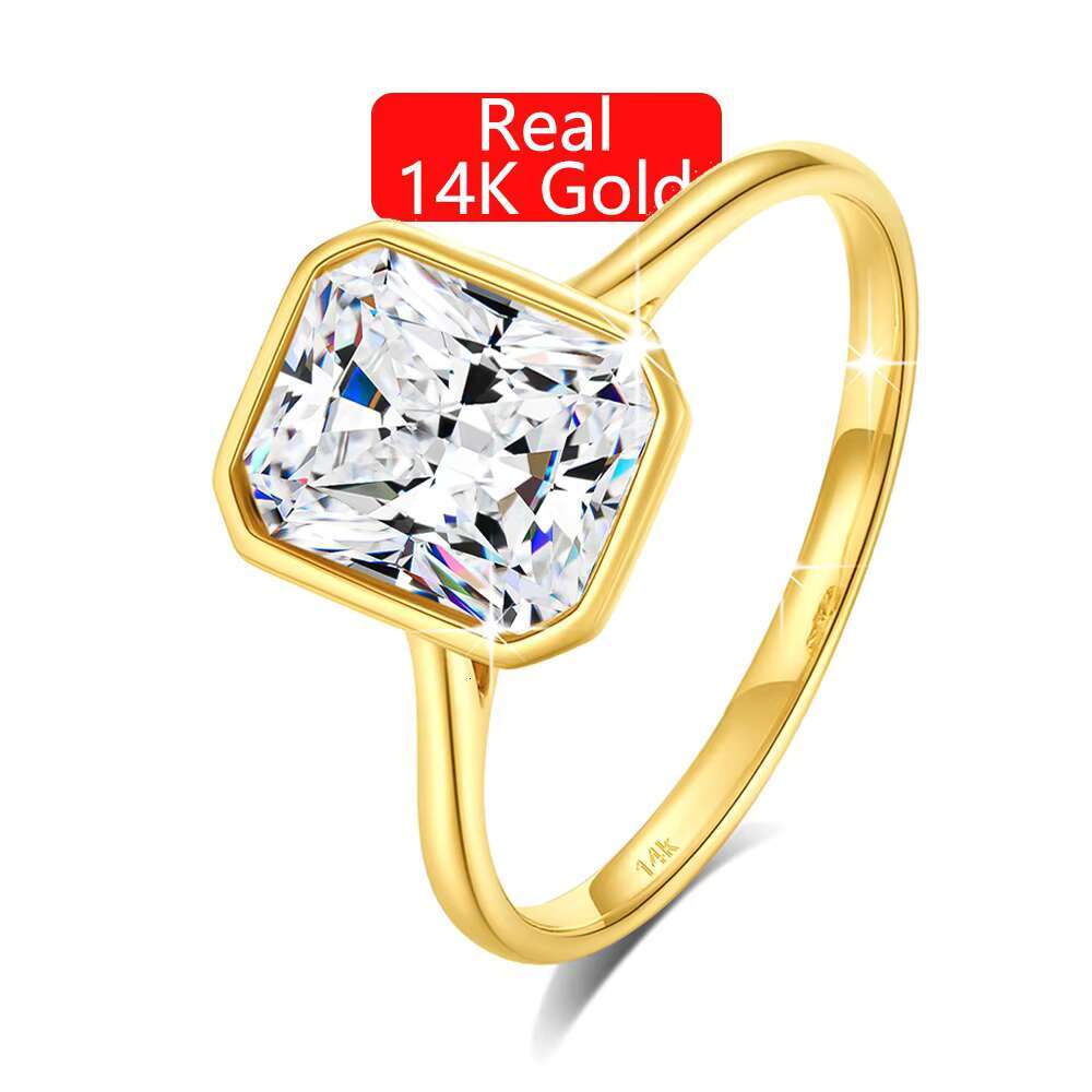Wholesale Hollow 14K Gold 3ct Radiant Cut Moissanite Diamond Engagement Rings Fine Jewelry for Women Original Joyas De Oro