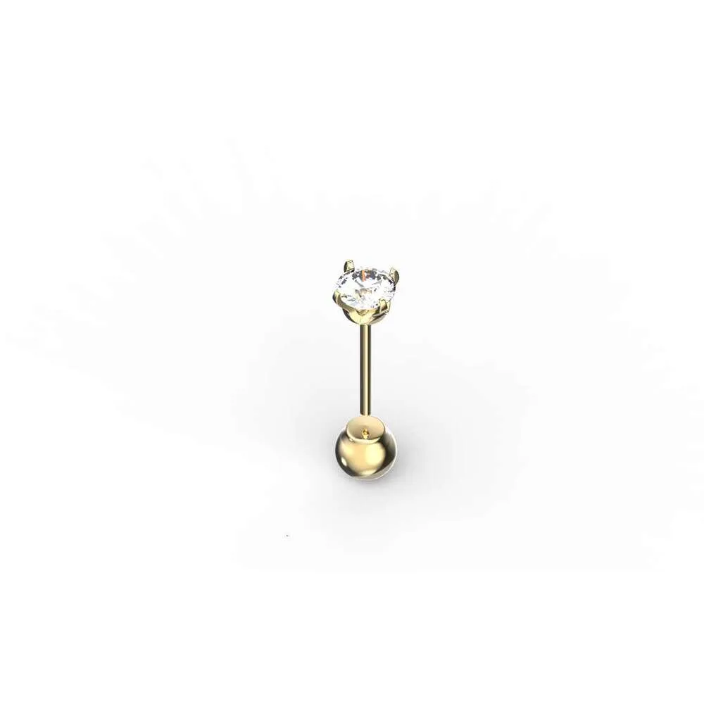 Newest Popular Solid Gold 2 Side Wearing Labgrown Dia Earring Studs With Ball Shape Screw Back