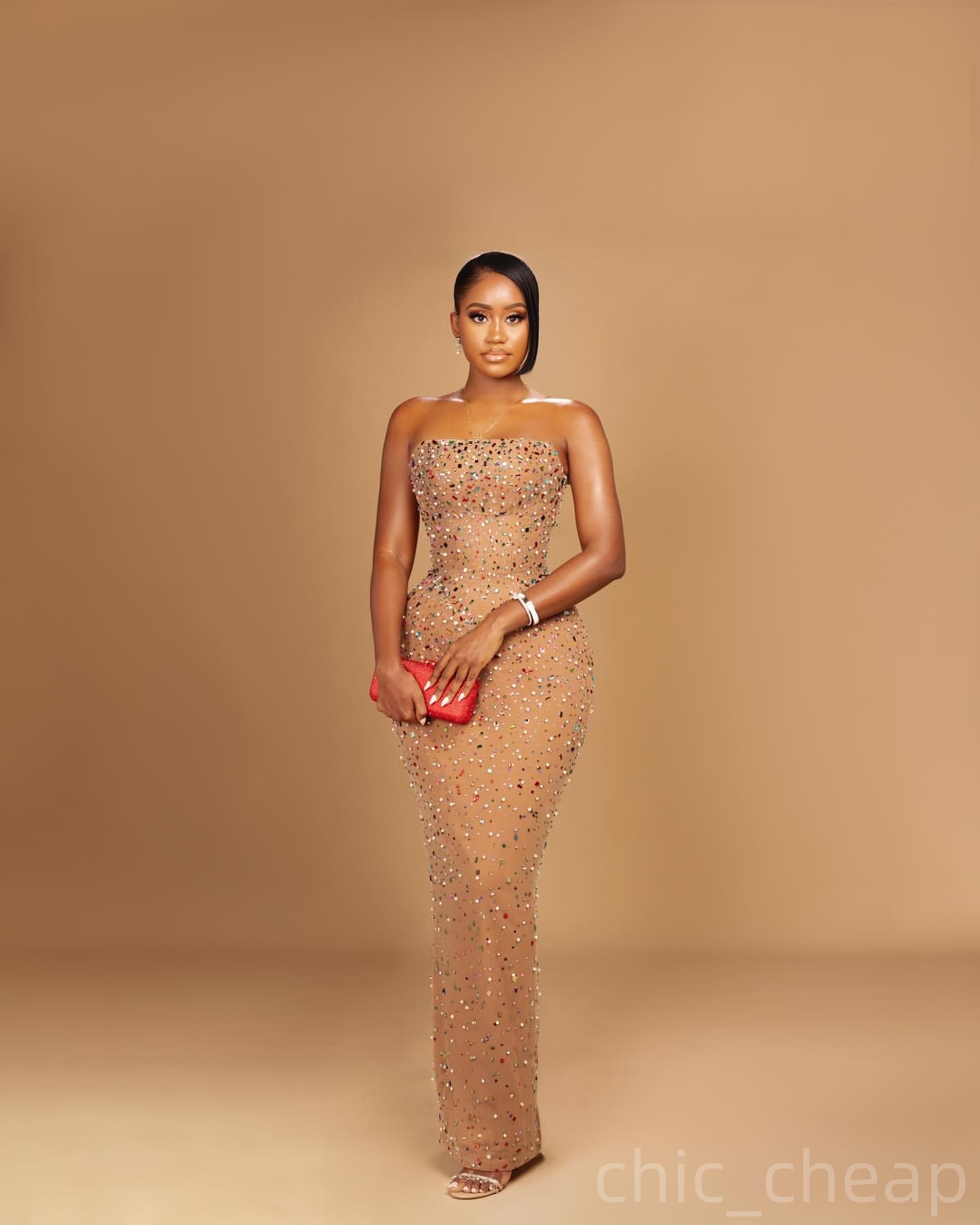 Champagne Sheath Prom Dresses 2025 Illusion Beaded Crystals Luxurious Evening Formal Party Second Birthday Engagement Gowns Plus Size Dress For Specia