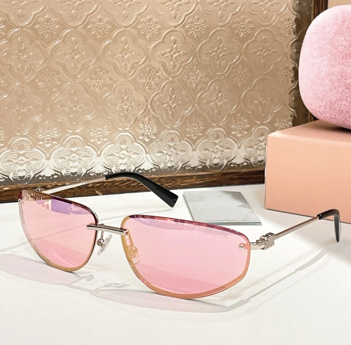 Sunglasses for women designer sunglasses 54Y men sunglass woman rimless frame mirror cat eye shades luxury sun glasses for women Y2K spicy girl