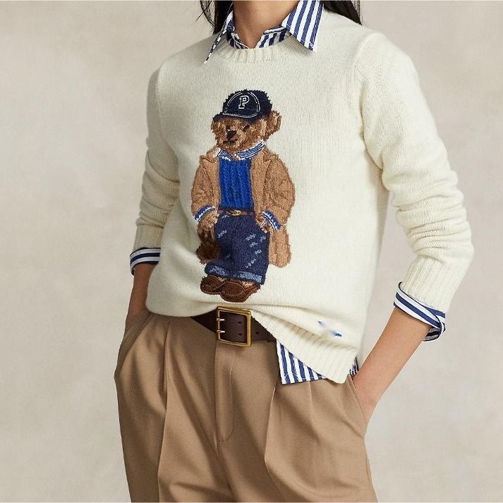 Women's Sweaters 2025 Sweater Winter Soft Basic Women Pullover Cotton Bear Pulls Fashion Knitted Ralphlies Jumper Top Sueters De Mujer