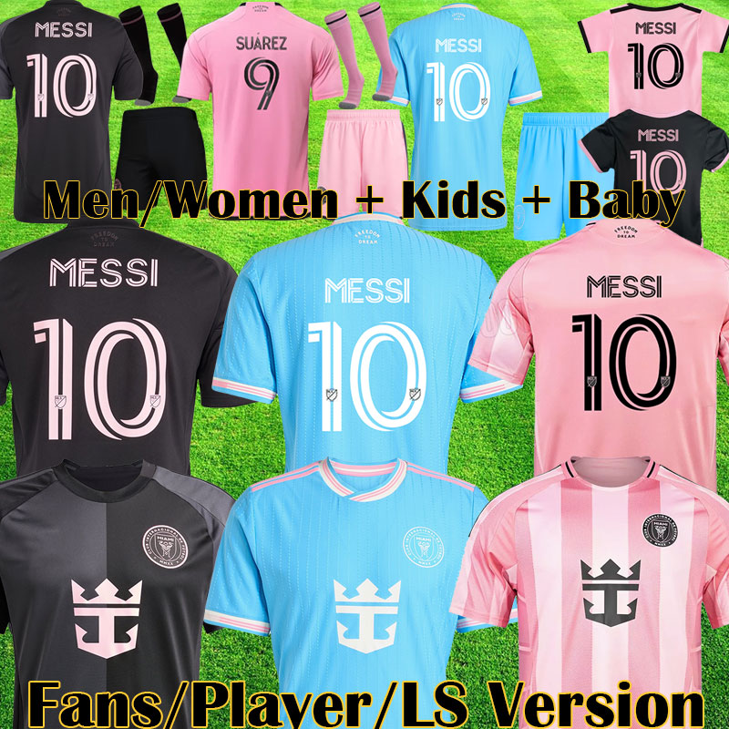 3XL 4XL 2025 2026 SUAREZ Interes nMiamis CF MESSIS Soccer Jerseys Women MESSIES 25 26 3rd football men kids Player Fans version Grey Black shirt Baby kits child tops