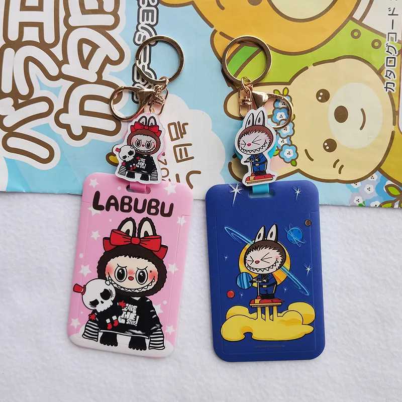 Labubu Cartoon Anime Character ID Card Holder Set Subway Bus Student Work Access Card Pendant Badge Cards Cover Holiday Gifts X250612