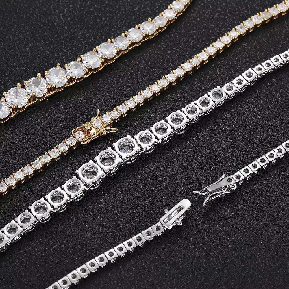 Hip Hop 925 Sterling Silver Cuba Chain VVS Moissanite Diamond Tennis Chain Necklace Bracelet