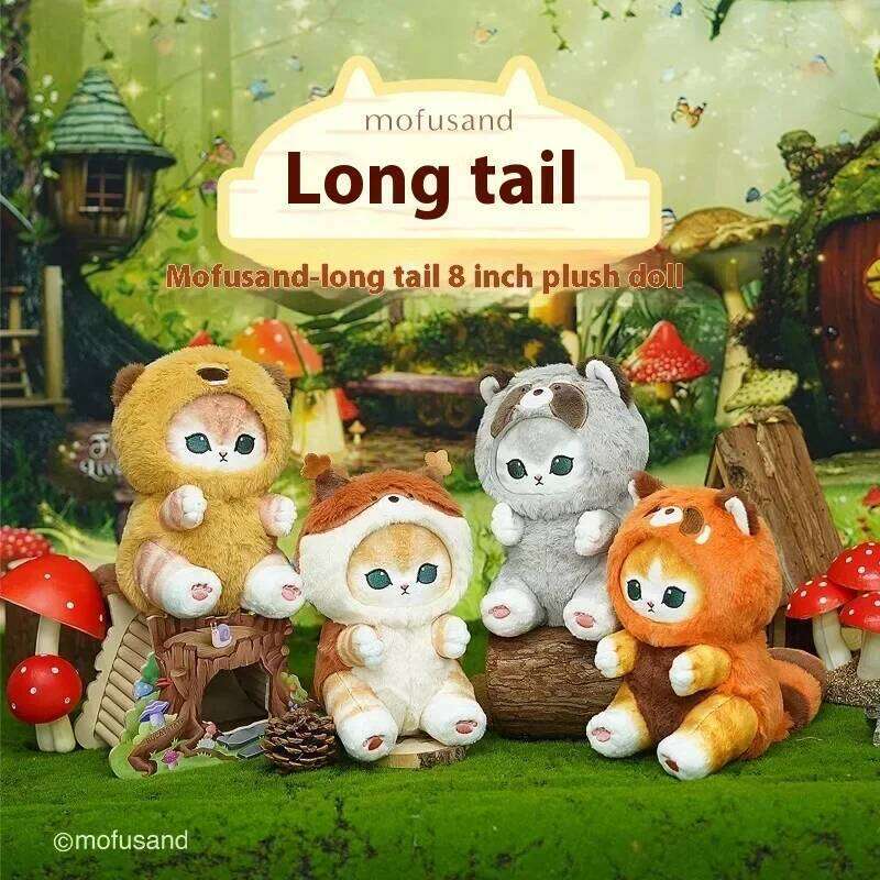 Free shipping Original Mofusand Long Tailed Animals Series Plush Cute Shark Cat Soft Doll Kawaii Stuffed Plushie Toy Gift For Kids