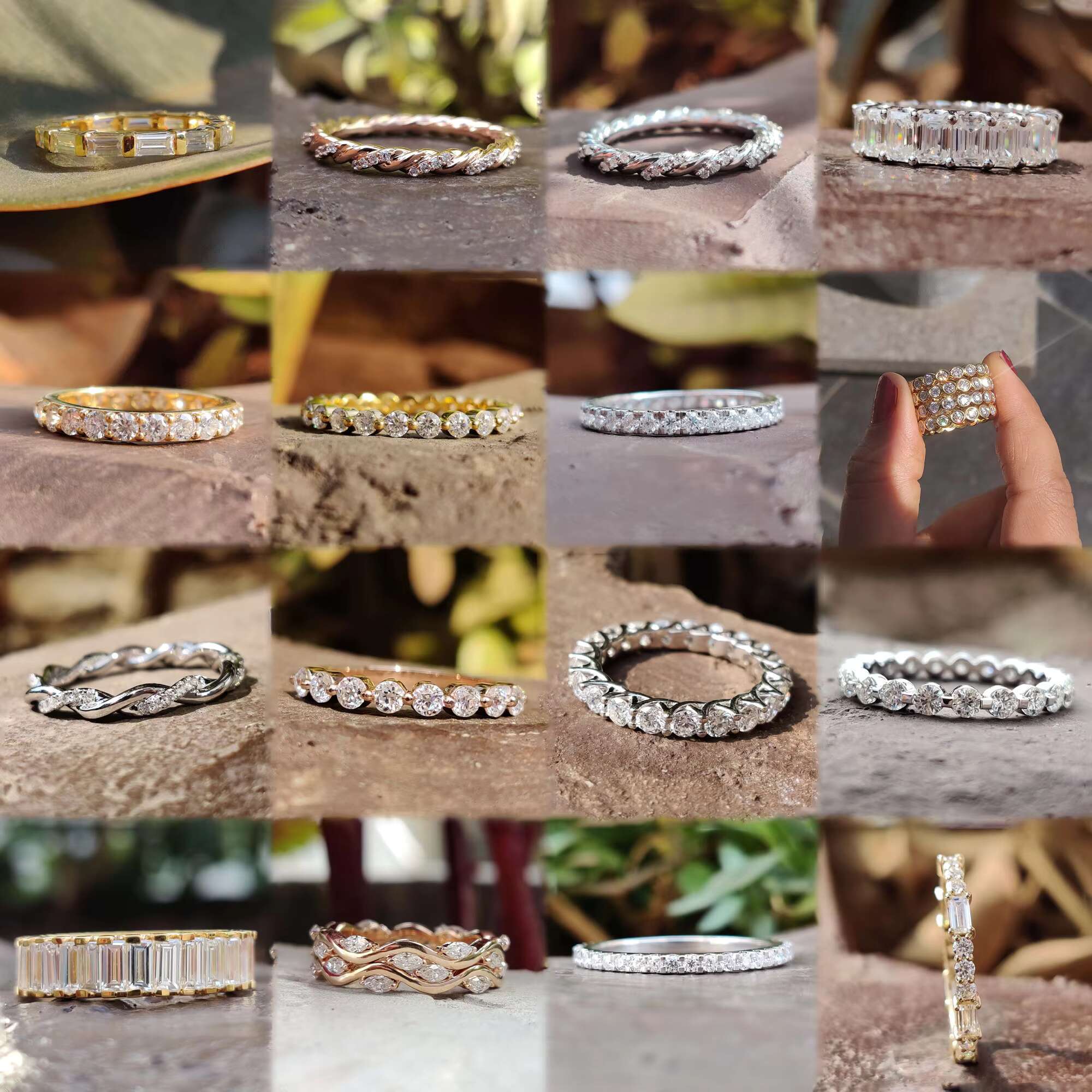 Timeless 14K+VVS Grade Fine Jewellery Customizable Solid Gold Bridal Sets Featuring Sparkling Simulated Diamonds