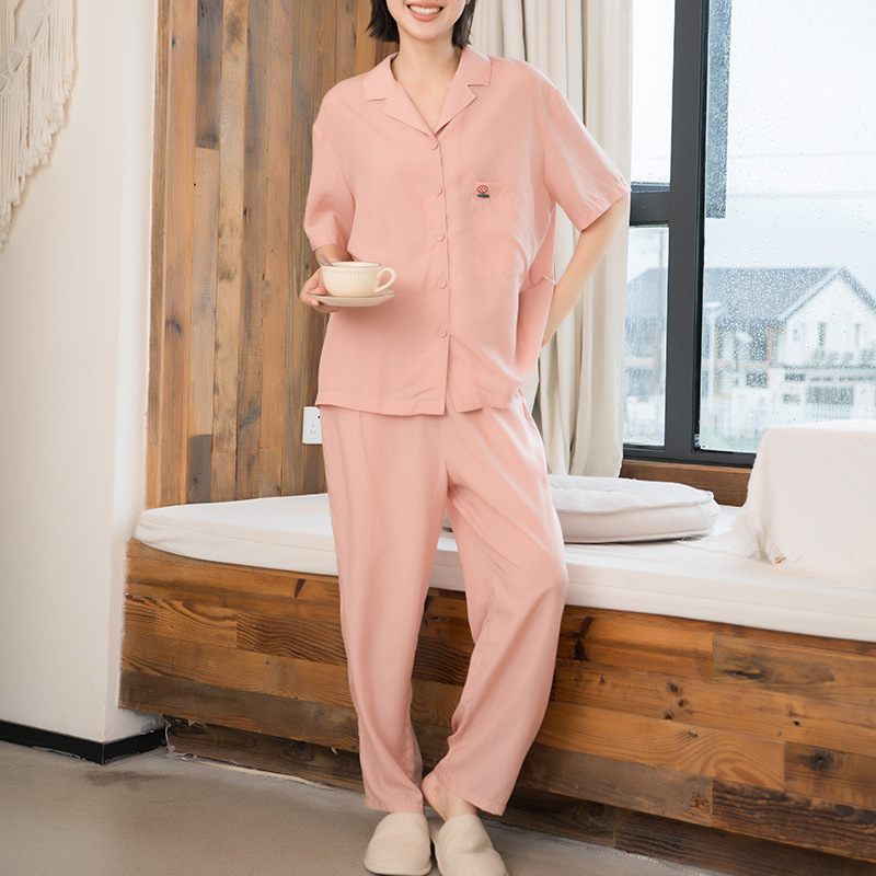 X183-Tencel pajamas ladies short-sleeved summer new thin casual loose cool home clothes suit