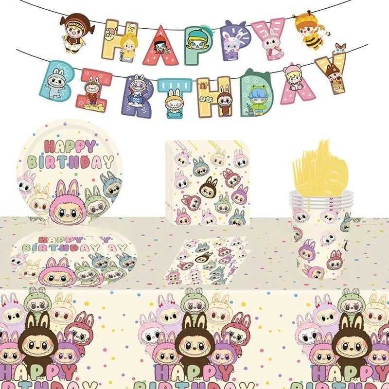 New Arrival The Monster Labubu Anime Peripherals Paper Towel Box Disposable Picnic Cup Tablecloth Room Decoration Birthday Gifts X250612