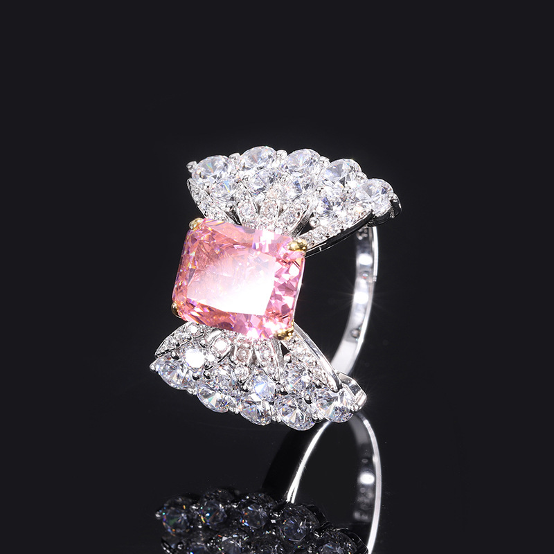 Exquisite S925 High-Carbon Silver Engagement Ring Encrusted With Precious Paraibas