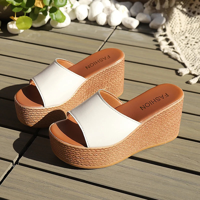 Womens Chunky Platform Wedge Sandals Summer Thick Bottom Non-Slip Beach Slippers Woman Plus Size 43 Lightweight Outdoor Slides 250612