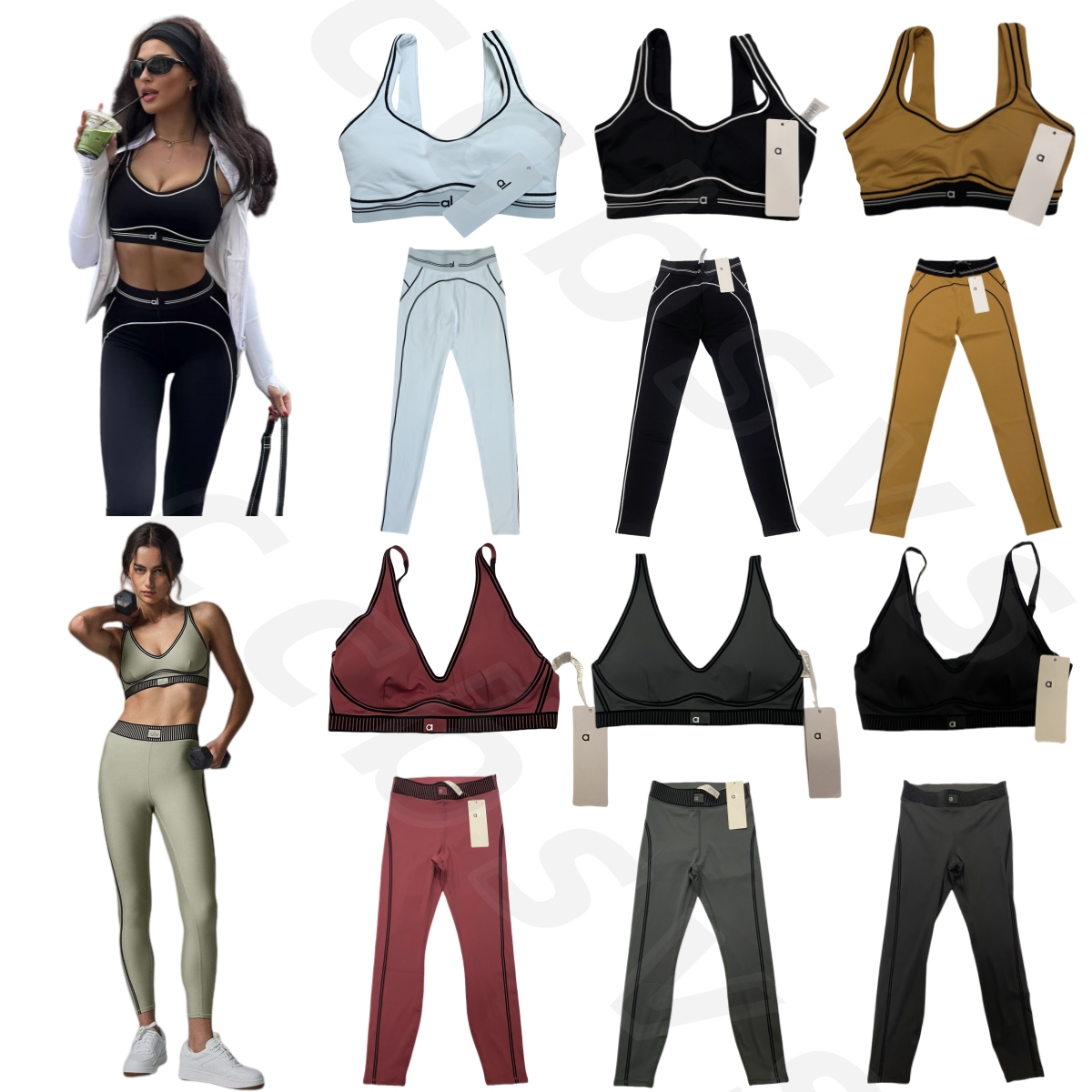 TOP 5A New Yoga Sets Sports Heart Throb U Bra+Leggings High End White Striped Pants Back Yoga Outfits Set Summer Running Fitness Gym woman clothes Sets