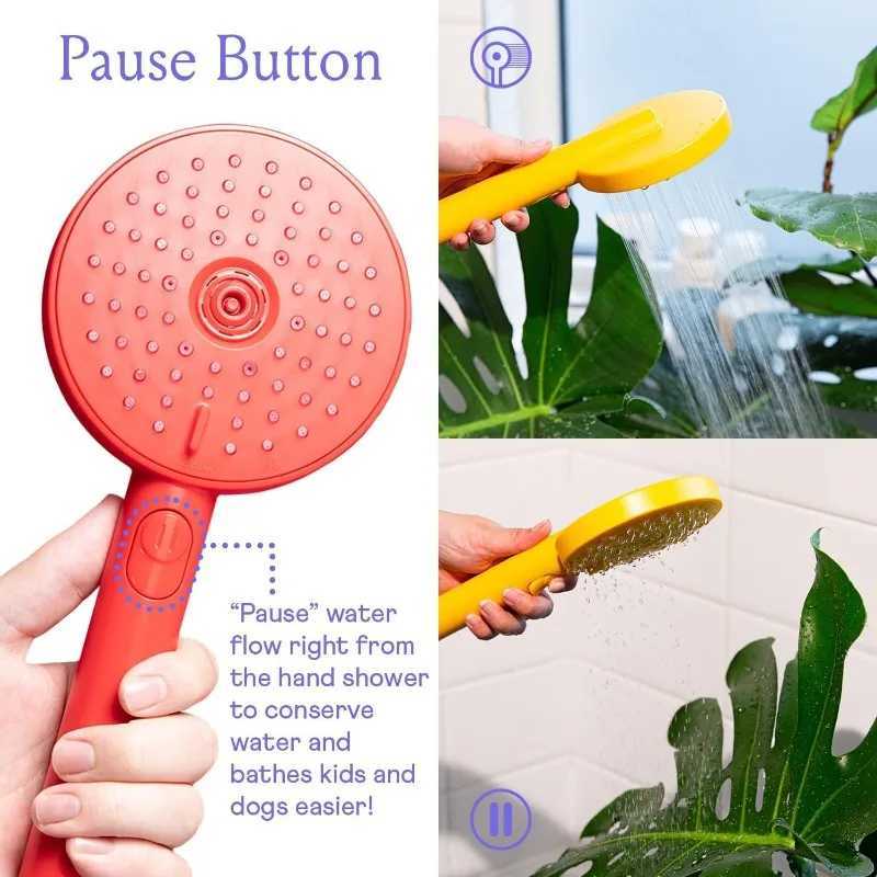 Handheld Shower Head High Pressure 3 Spray Functions Plus Pause Extra Long 70 Inch Hose Silicone Nozzles Pink X250612