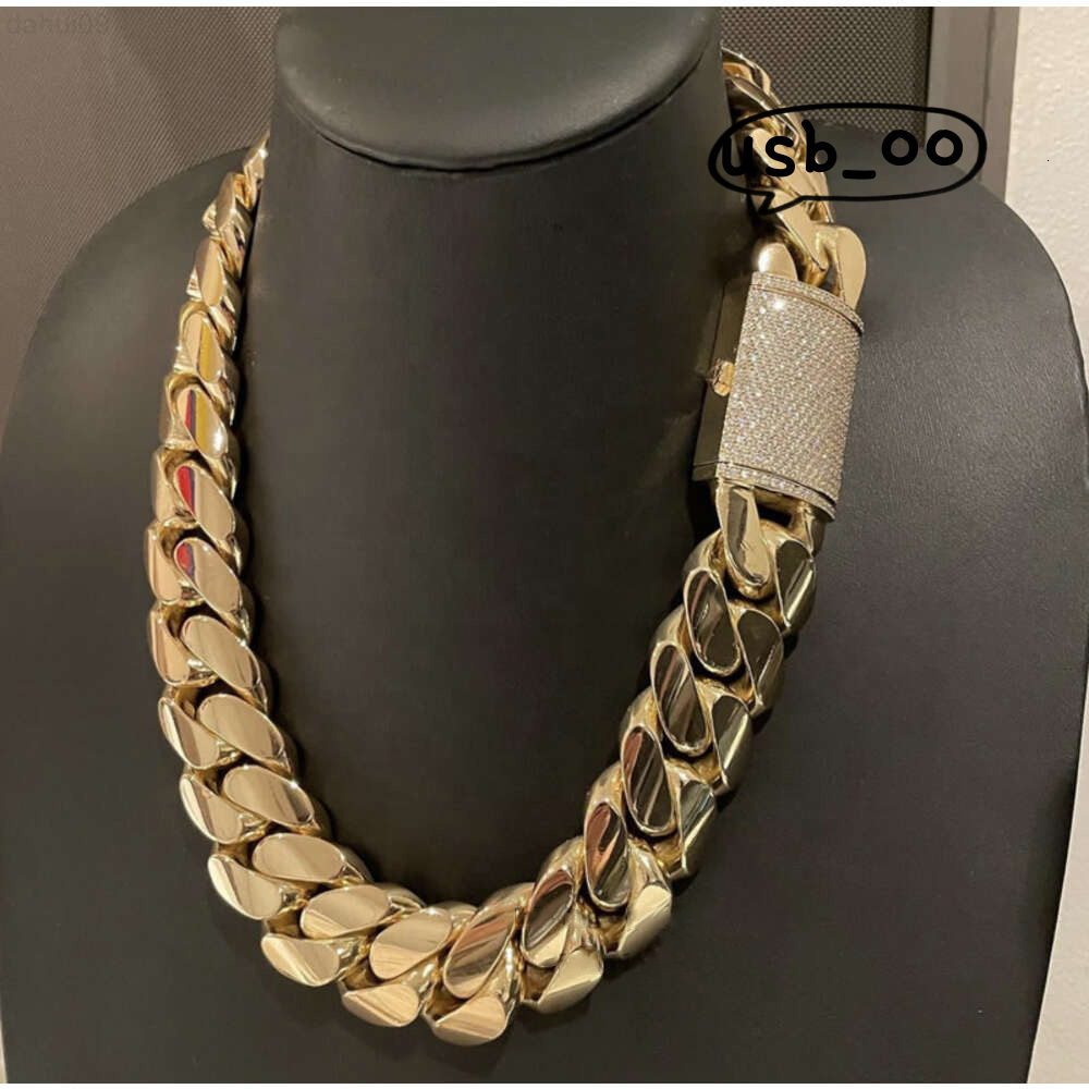 OACOCA Top quality hip hop jewelry men thick Moissanite diamonds cuban necklace 22mm 24 1kilo gram 14k gold plated plain style 999 silver cuban chain 