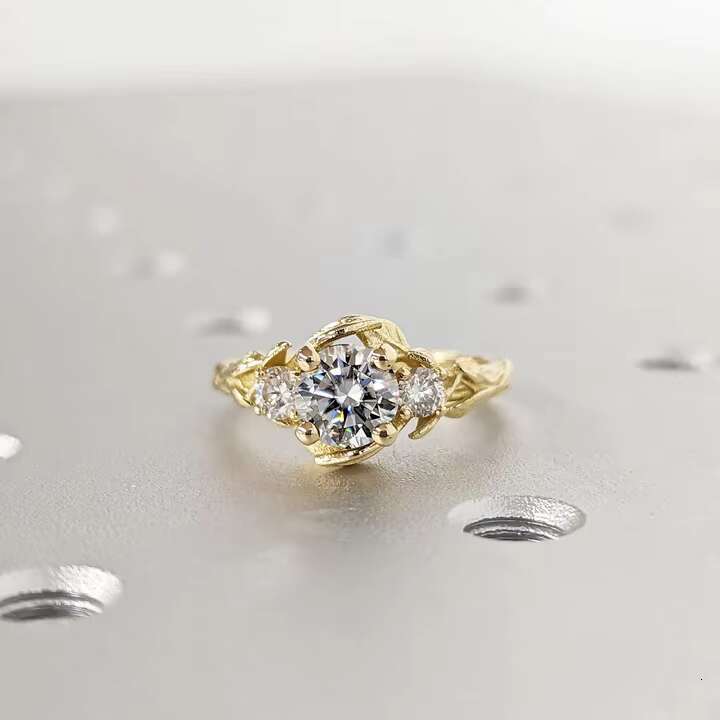 Make a Lasting Impression Elisa Wholesale VVS Moissanite Diamond Rings 10K 14K 18K Solid Yellow Gold Engagement Wedding Jewelry