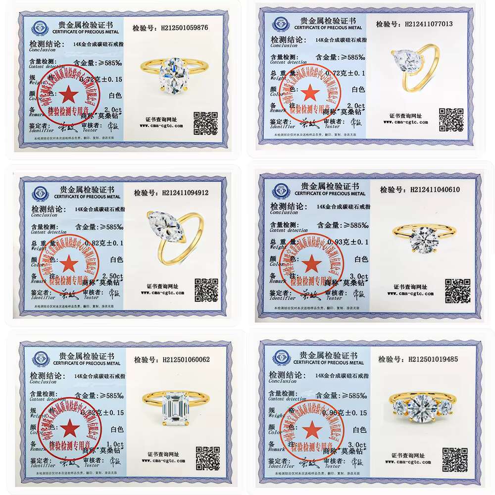 Fine Jewelry Classic Prong Set Design 1 ct 2 ct 3ct Moissanite Woman Engagement Wedding Gift Hollow 14K Gold Jewelry Ring