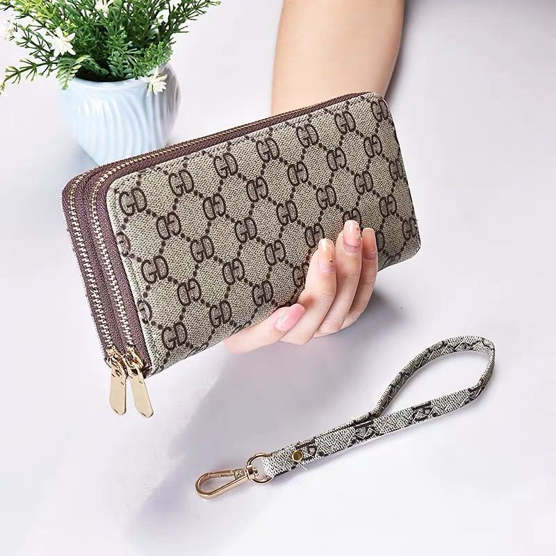 New Wallet Men Everyday Use Classic Fashionable Canvas Faux Leather High Capacity Zipper Black Cash Compartment Coin Purse