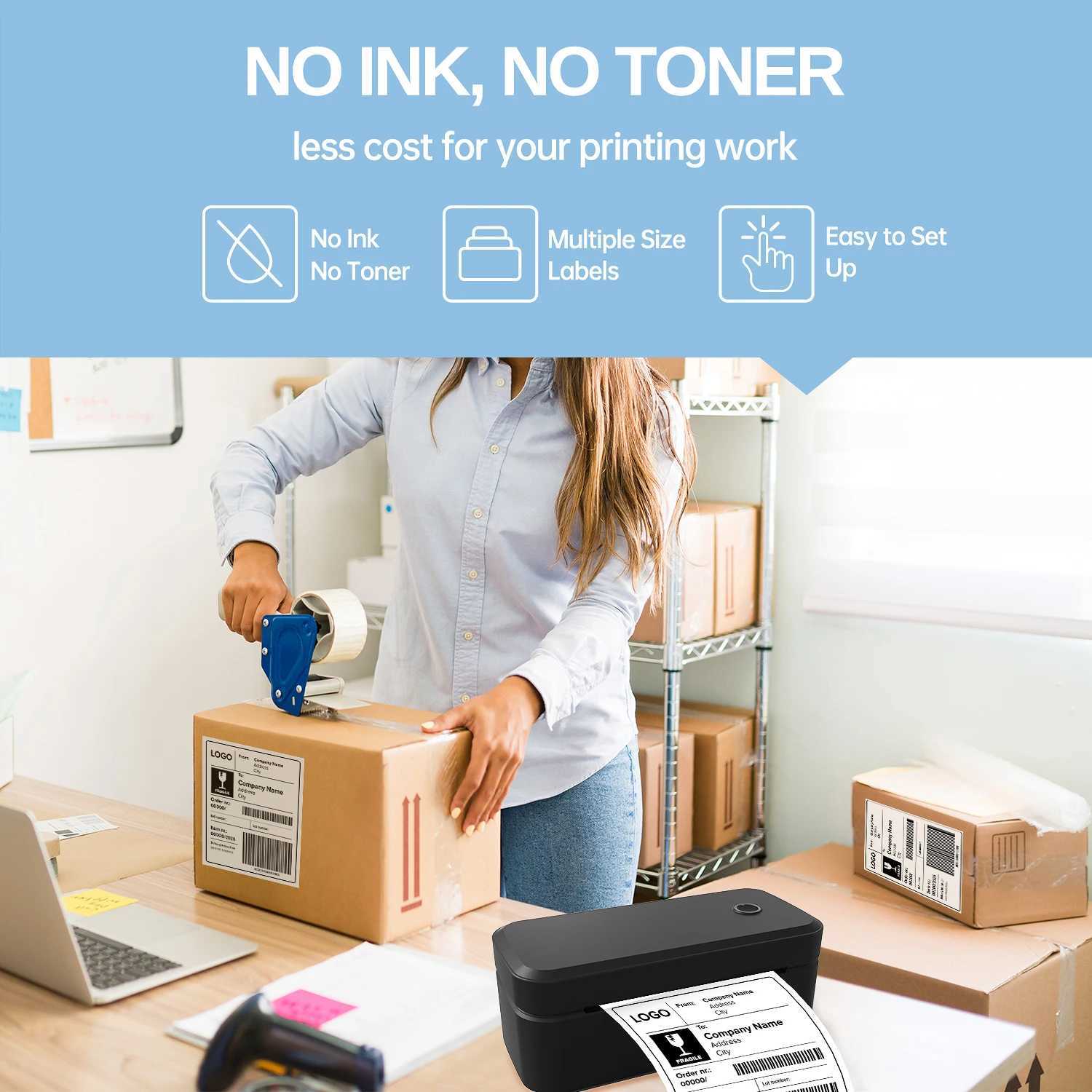 Marklife X4 Thermal Portable Printer For 4X6 Mailing Packages Printing Bluetooth Automatic Label Recognition R250612