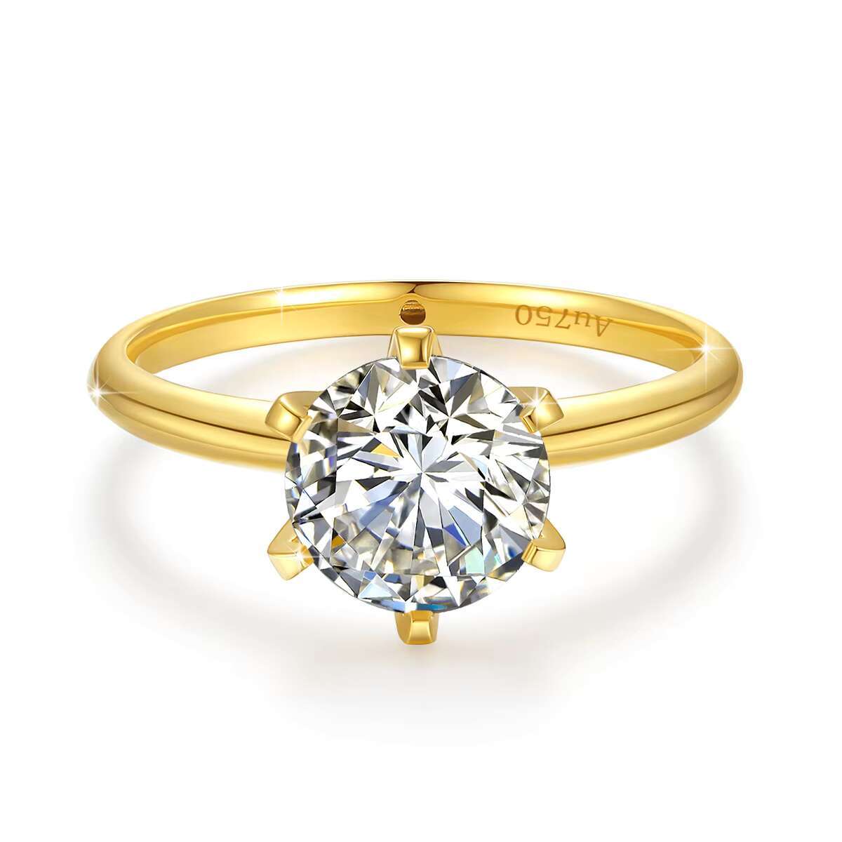 Bijoux Quality Supplier OEM 0.3ct 0.5ct 1.0ct 2.0ct Moissanite Diamond Engagement Woman Hollow Real 18K Gold Ring