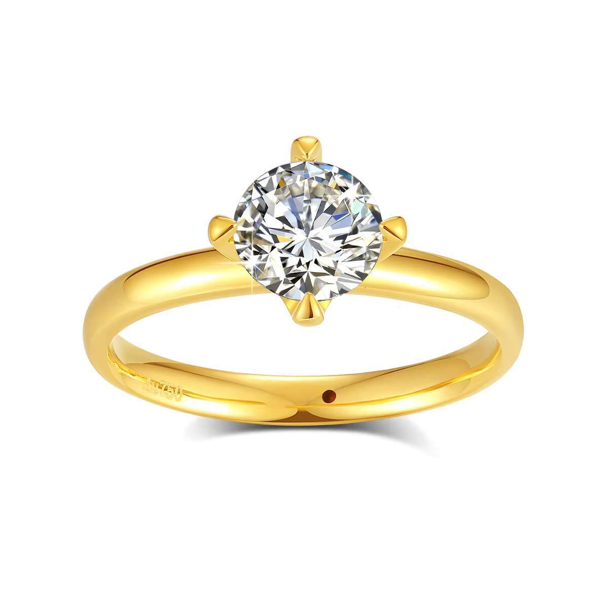 Classic 4 Prong Ring Engagement Wedding 1 ct Moissanite Diamond Woman Real 18K Gold 5D Rings Hollow Bijoux Pour Femmes