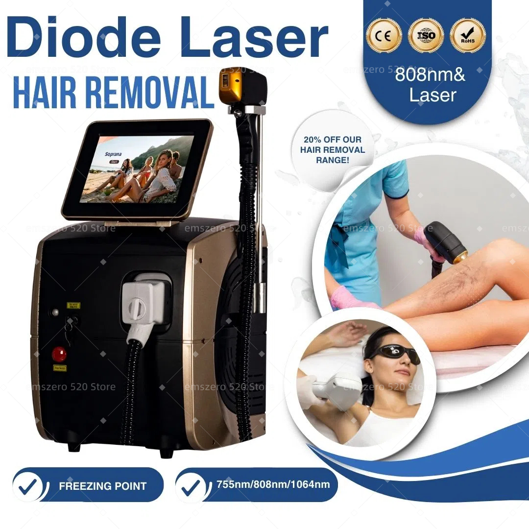 Portable 808 3wavelength Diode Laser Permanent Hair Remove Fast Depilation Painfree Follicle Penetration Skin Rejuvenation Device