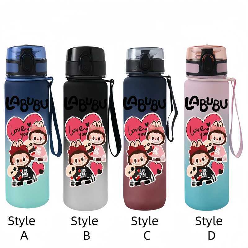 LABUBU 650ml Characters Portable Water Cup Large Capacity Sports Outdoor Plastic Leak-proof Water Bottle Childrens Gift XJ250612