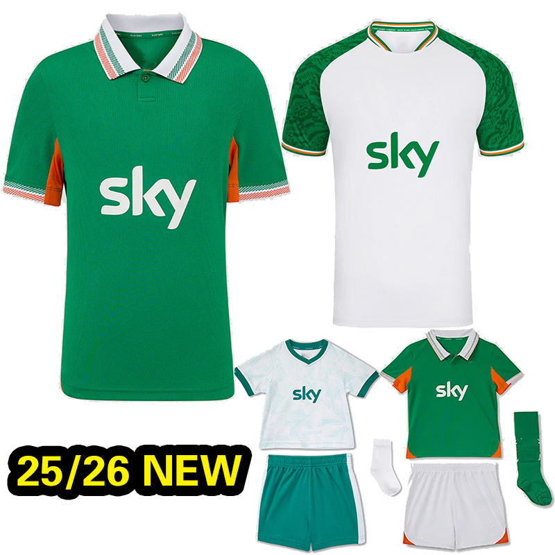 2025 2026 Ireland Soccer Jersey Euro Cup Men Kids Kit ROBINSON OBAFEMI Home Green Away White 25 26 National Team Hendrick McClean Football Shirt FERGUSON BROWNE BRADY
