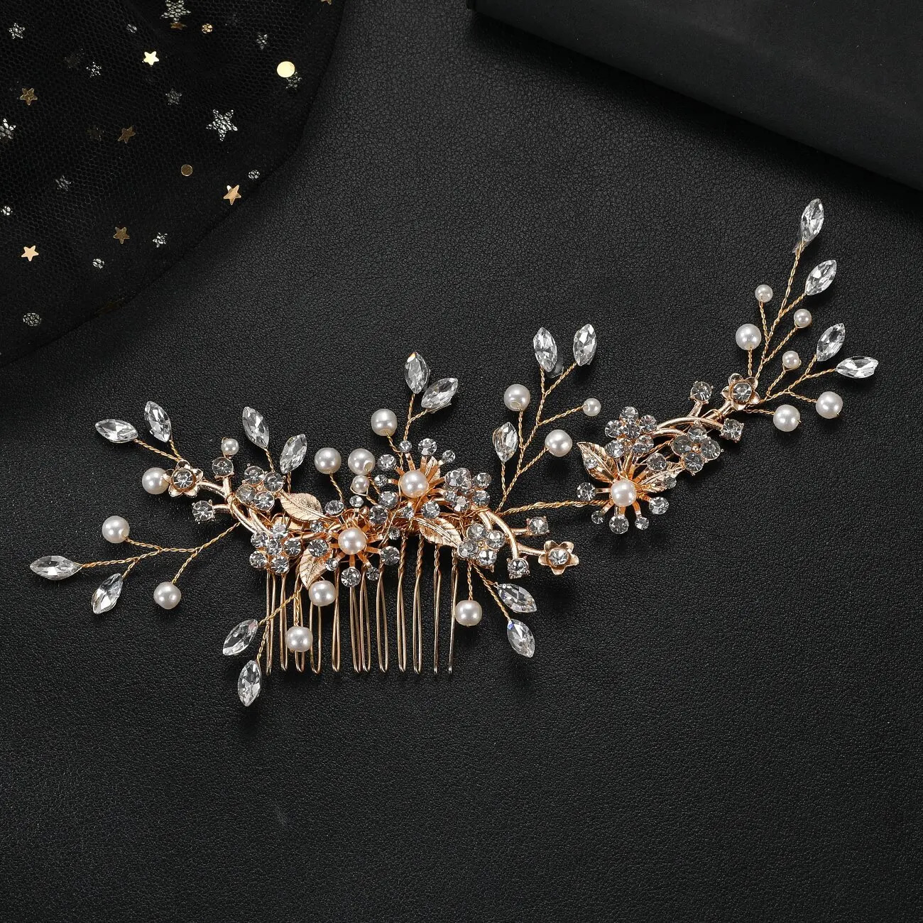 Silver Color Hair Comb Bride Tiaras Headdress Floral Pearl Hairpin Girls Prom Crown Wedding Hair Jewelry Party Gift For Women 250606