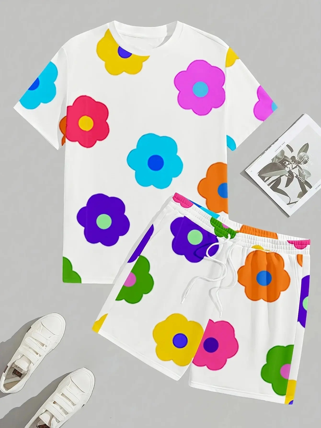 Summer mens suit daily casual short sleeve shorts City street fashion Tshirt outdoor sports m 250612