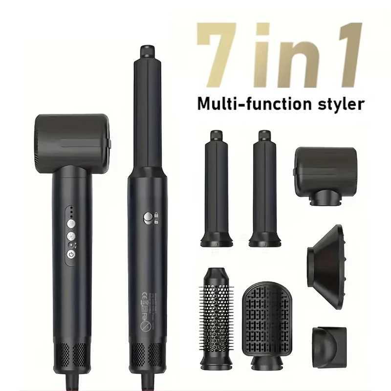 New 7-in-1 Auto Wrap Hair Dryer 1400W Powerful Straightener Brush Hot Comb Set Multi-Styler Professional Curling Iron Z250612