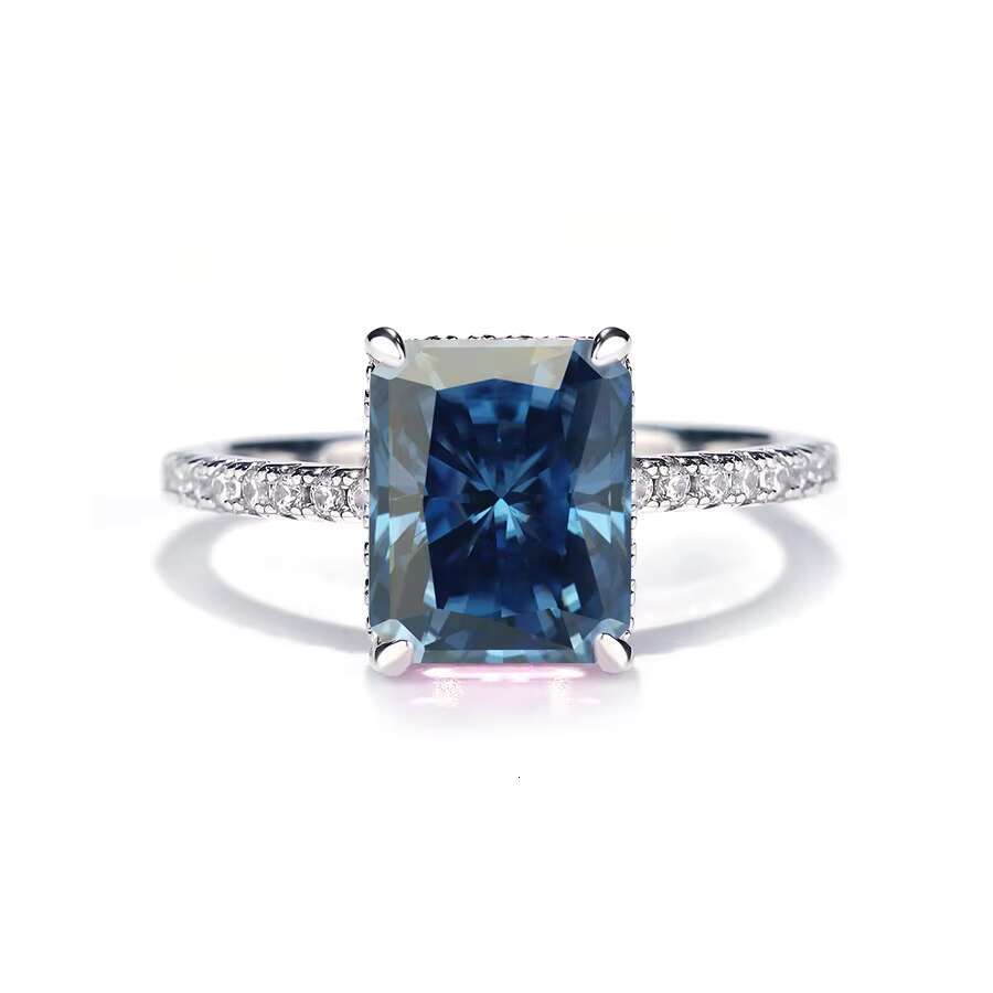 Wholesale 925 Sterling Silver Moissanite Engagement Rings Rectangular 4 Ct 8*10 Radiant Moissanite Ring for Women Jewelry