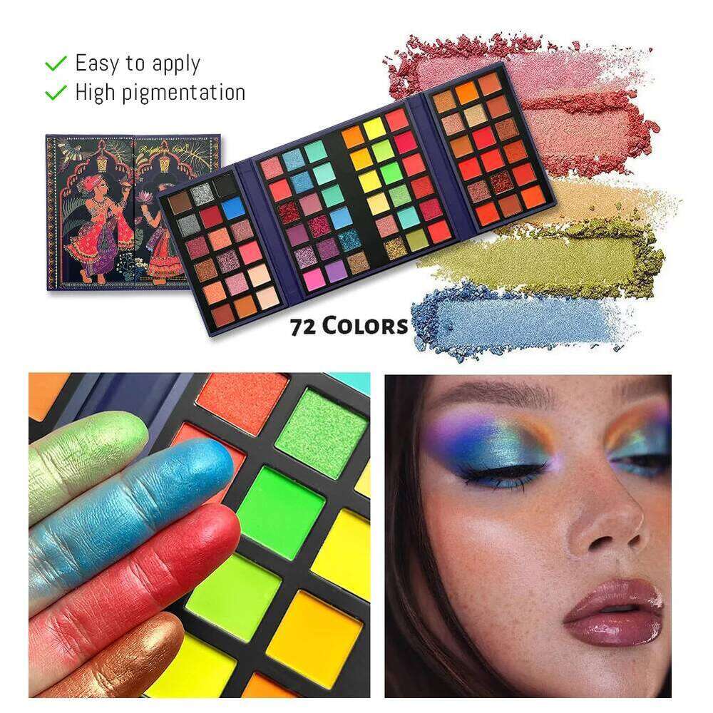 72 Colors Glitter Eyeshadow Palette Matte Waterproof Long Lasting Pressed Powder Cosmetics Kit Fashion Women Eye MakeUp Pallet free shipping