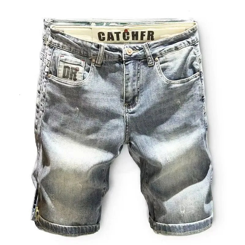 Summer Solid Color Straight Leg Stretch Sports Jeans Mens Casual Loose Comfortable Large Size High Quality Denim Shorts 250611Z