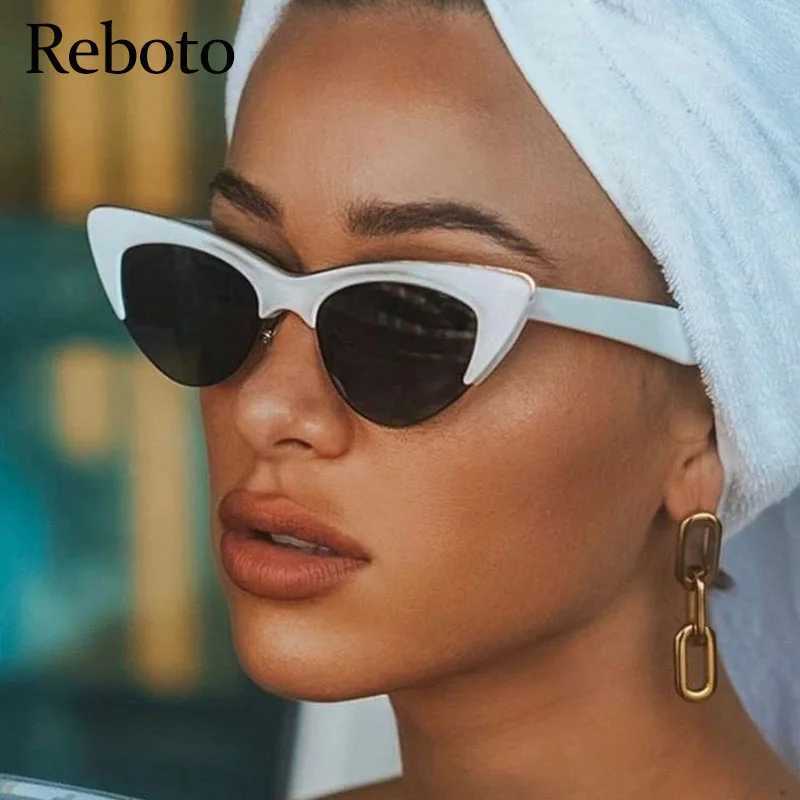 Vintage White Cat Eye Sunglasses For Women Vintage New Fashion Small Half Frame Eyewear Trending Travel Sexy Woman Sunglasses Z250612