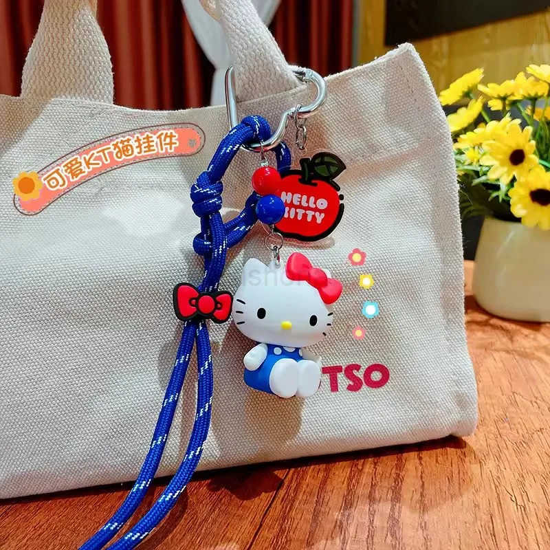 Sanrio NEW Kawaii Hello Kitty Doll Keychain Pendant Cartoon Cute PVC Car Key Anti-Lost Pendant Backpack Pendant Birthday Gift X250612