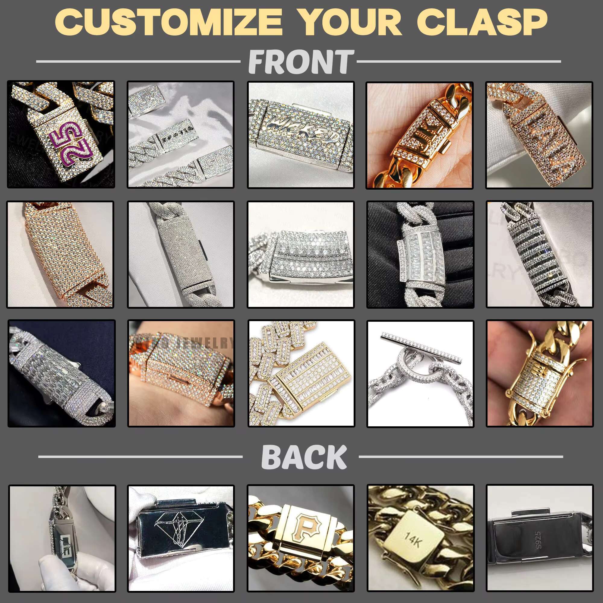 OACOCA Jewelry VVS Diamonds Custom 24mm Necklace Hip Hop 925 Silver Cuban Link Chain Moissanite